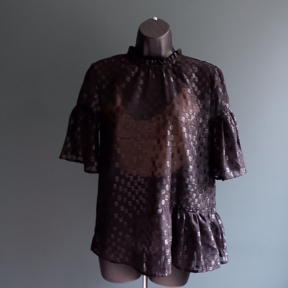 NWT H&M Black dolman shine Top SZ 8 - Picture 3 of 5